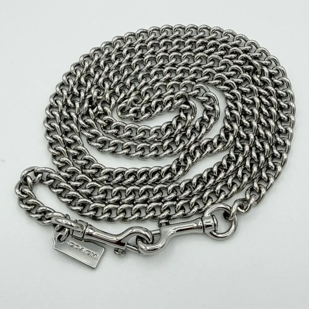 Coach Silver Tone Curb Chain Crossbody Replacement Bag Strap Dogleash Clips 46in